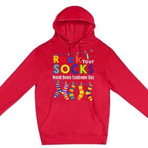 Rock Your Socks Cute 3 21 Trisomy 21 World Down Syndrome Day Premium Pullover Hoodie