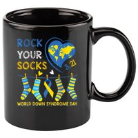 Rock Your Socks World Down Syndrome Awareness Day  11oz C Handle Ceramic Mug