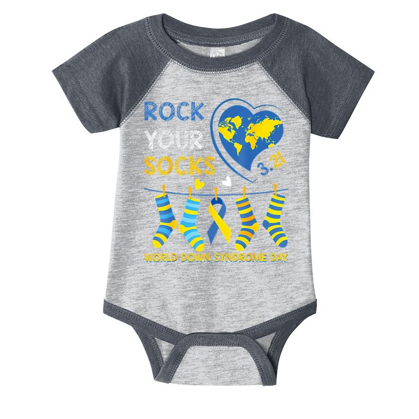 Rock Your Socks World Down Syndrome Awareness Day  Infant Baby Jersey Bodysuit