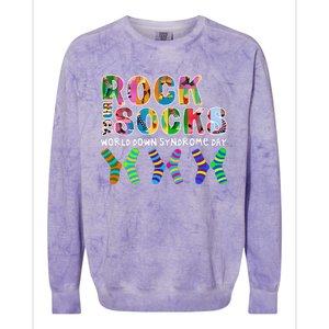 Rock Your Socks World Down Syndrome Day Awareness Colorblast Crewneck Sweatshirt