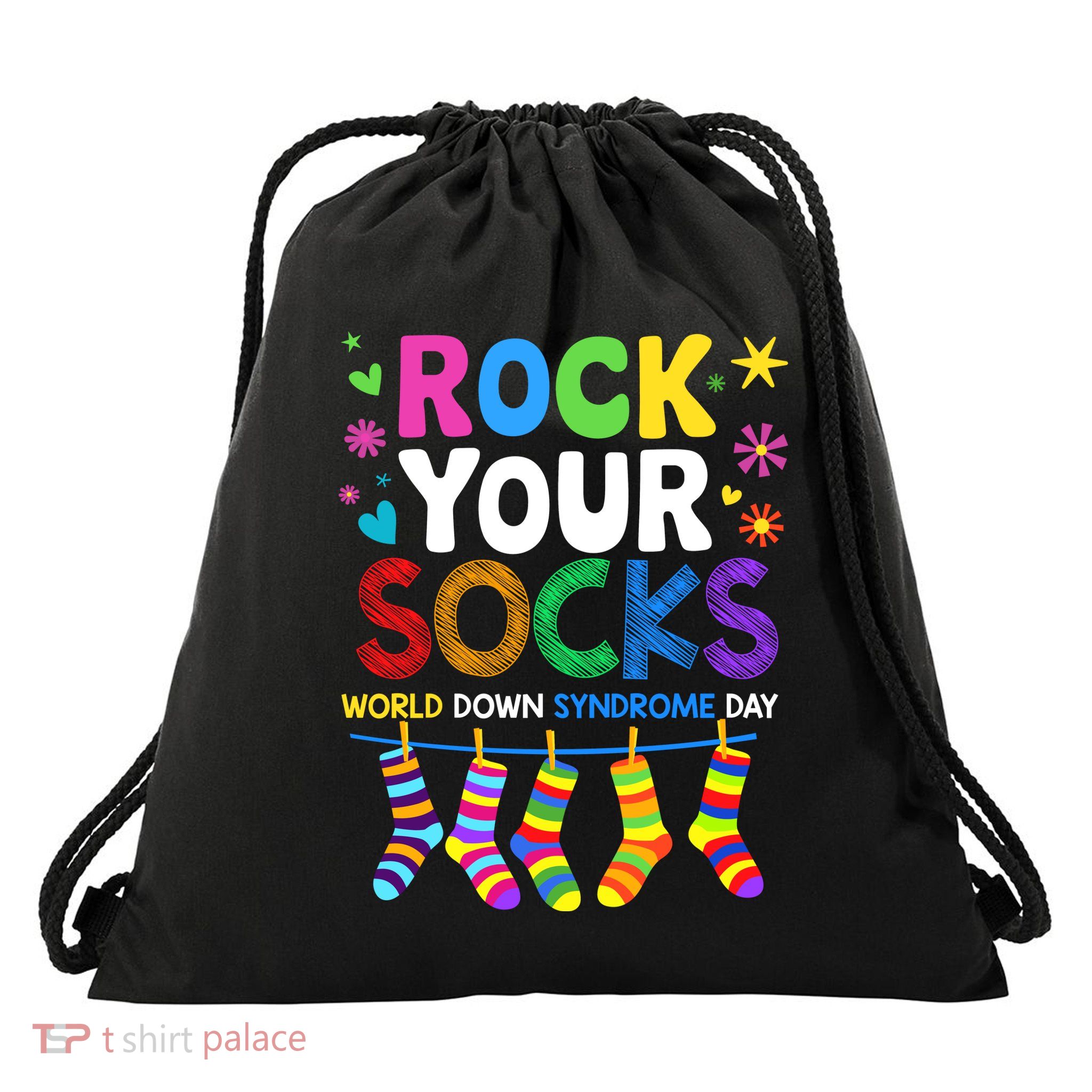 Rock Your Socks World Down Syndrome Awareness Day Wdsd Drawstring Bag