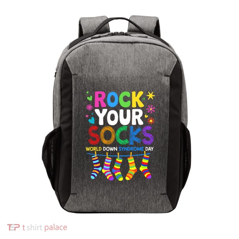 Rock Your Socks World Down Syndrome Awareness Day Wdsd Vector Backpack