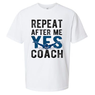 Repeat Yes Swim Coach Swimming Coach Sueded Cloud Jersey T-Shirt