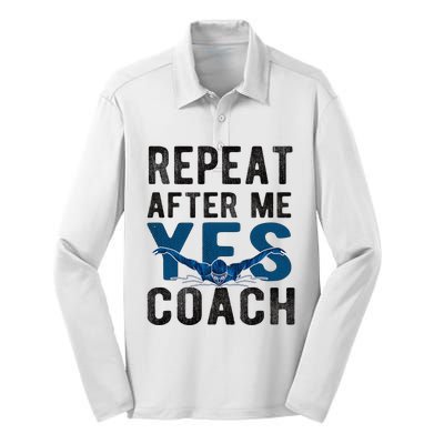 Repeat Yes Swim Coach Swimming Coach Silk Touch Performance Long Sleeve Polo