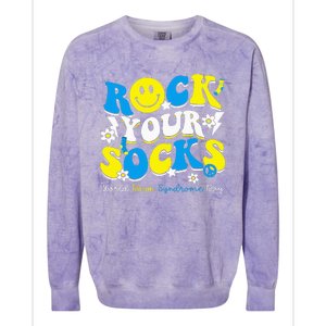 Rock Your Socks World Down Syndrome Awareness Day Colorblast Crewneck Sweatshirt