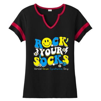 Rock Your Socks World Down Syndrome Awareness Day Ladies Halftime Notch Neck Tee