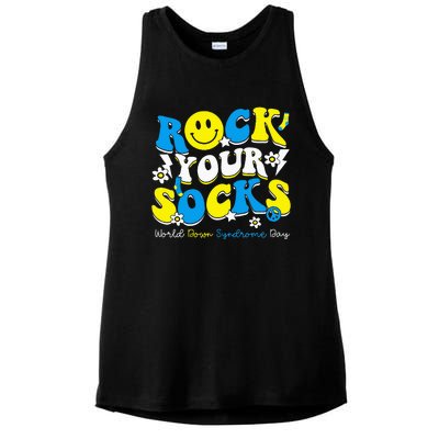 Rock Your Socks World Down Syndrome Awareness Day Ladies PosiCharge Tri-Blend Wicking Tank