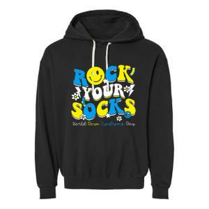 Rock Your Socks World Down Syndrome Awareness Day Garment-Dyed Fleece Hoodie