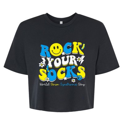 Rock Your Socks World Down Syndrome Awareness Day Bella+Canvas Jersey Crop Tee