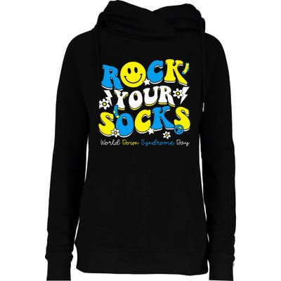 Rock Your Socks World Down Syndrome Awareness Day Womens Funnel Neck Pullover Hood