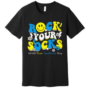 Rock Your Socks World Down Syndrome Awareness Day Premium T-Shirt