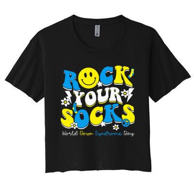 Rock Your Socks World Down Syndrome Awareness Day Women's Crop Top Tee