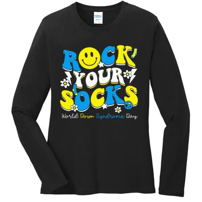 Rock Your Socks World Down Syndrome Awareness Day Ladies Long Sleeve Shirt