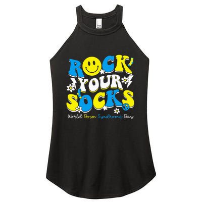 Rock Your Socks World Down Syndrome Awareness Day Women's Perfect Tri Rocker Tank