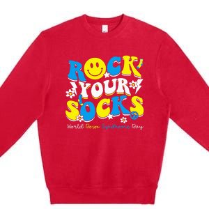 Rock Your Socks World Down Syndrome Awareness Day Premium Crewneck Sweatshirt