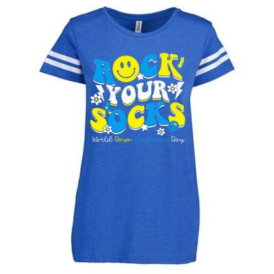 Rock Your Socks World Down Syndrome Awareness Day Enza Ladies Jersey Football T-Shirt