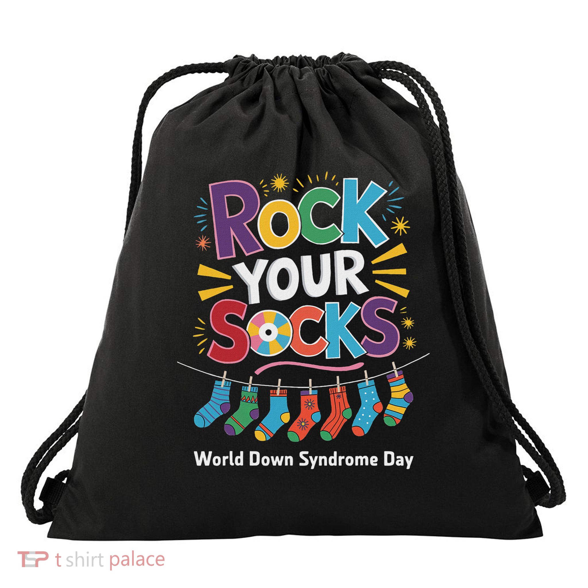 Rock Your Socks World Down Syndrome Awareness Day Wdsd Drawstring Bag