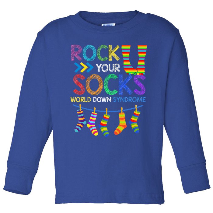 Rock Your Socks Down Syndrome Awareness Teachers Toddler Long Sleeve Shirt