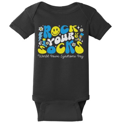 Rock Your Socks Down Syndrome Awareness Day Groovy Wdsd Baby Bodysuit