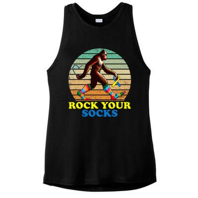 Rock Your Socks Awareness Sasquatch Ladies PosiCharge Tri-Blend Wicking Tank