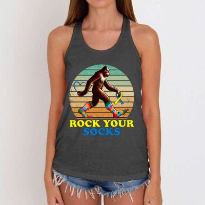 Rock Your Socks Awareness Sasquatch Women's Knotted Racerback Tank