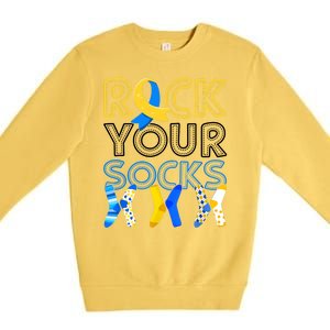 Rock Your Socks Down Syndrome Awareness Premium Crewneck Sweatshirt