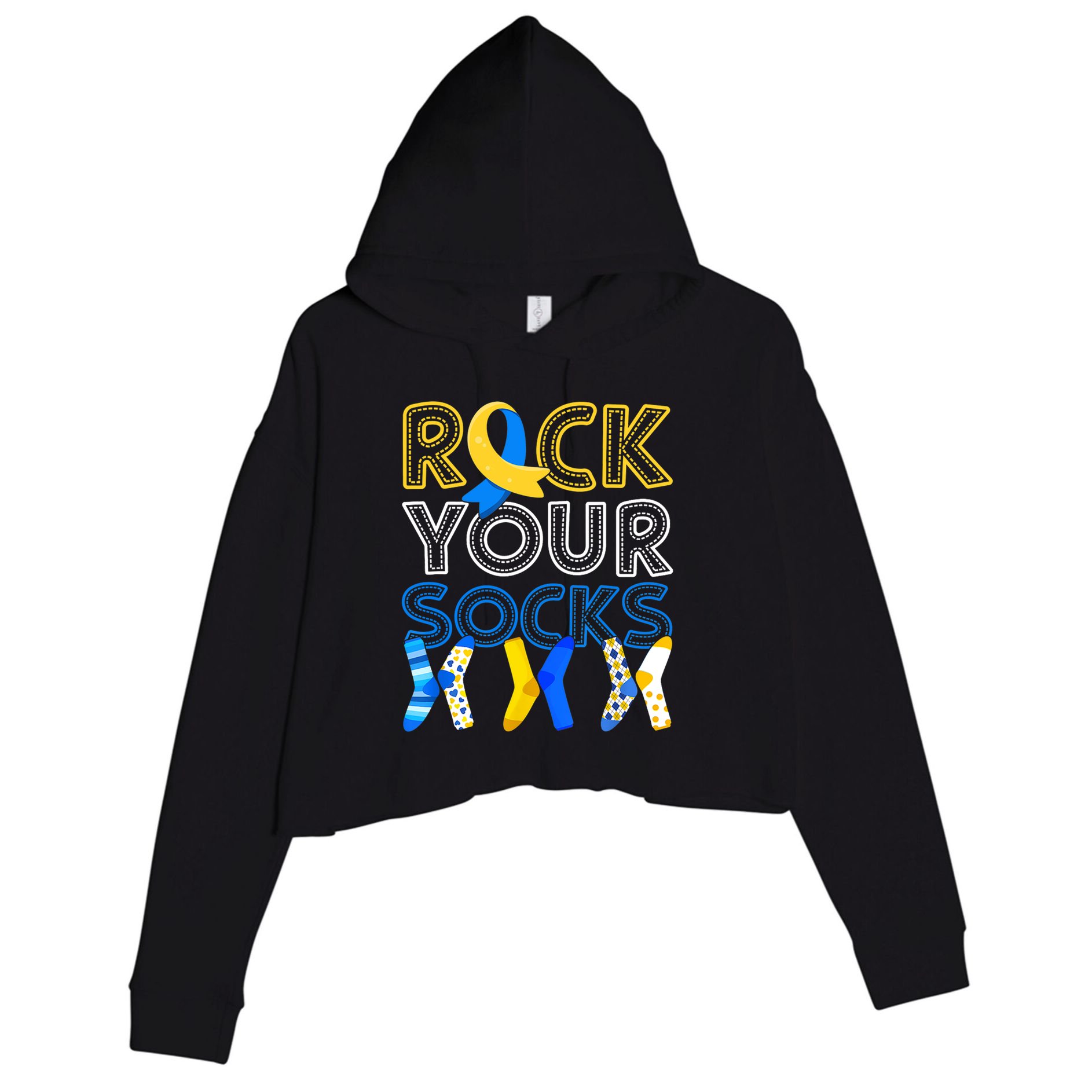 Rock Your Socks Down Syndrome Awareness Crop Fleece Hoodie