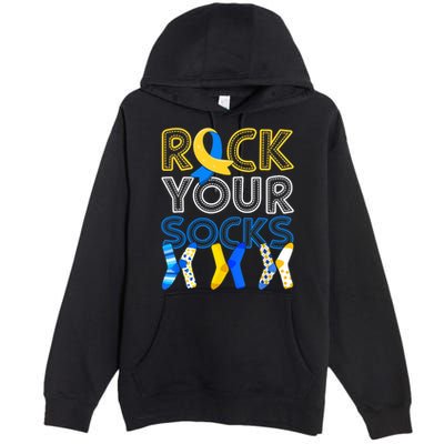 Rock Your Socks Down Syndrome Awareness Premium Pullover Hoodie