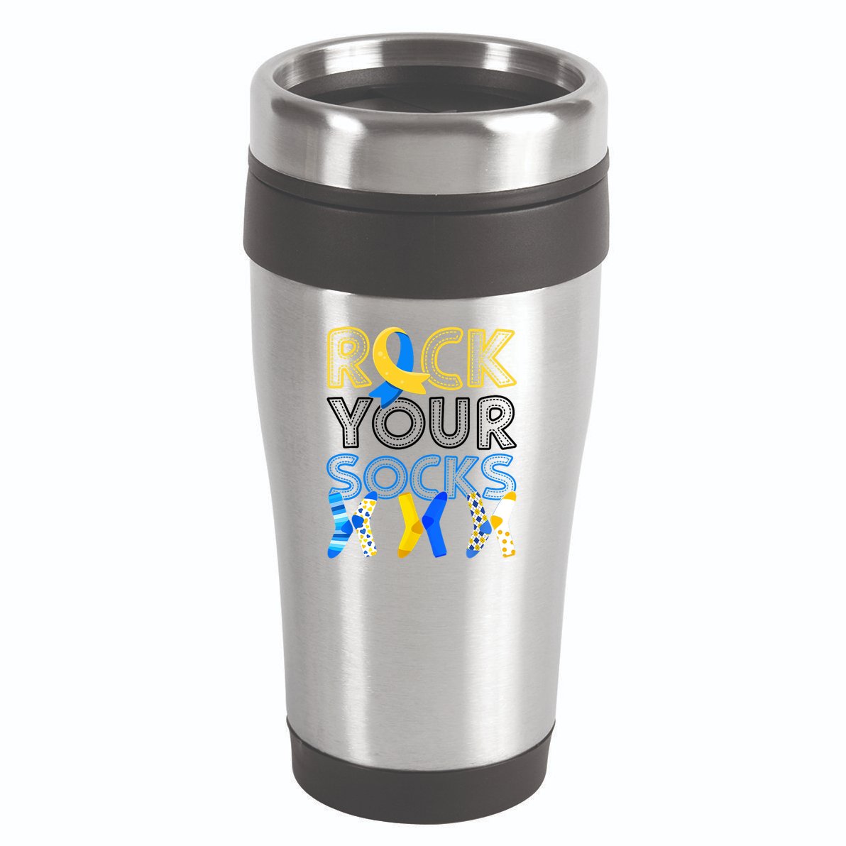 Rock Your Socks Down Syndrome Awareness 16oz Travel Tumbler