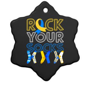 Rock Your Socks Down Syndrome Awareness Ceramic Star Ornament