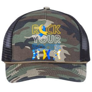 Rock Your Socks Down Syndrome Awareness Retro Rope Trucker Hat Cap