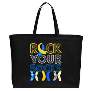 Rock Your Socks Down Syndrome Awareness Cotton Canvas Jumbo Tote