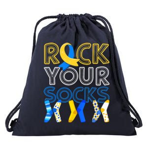 Rock Your Socks Down Syndrome Awareness Drawstring Bag