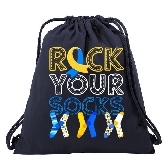 Rock Your Socks Down Syndrome Awareness Drawstring Bag