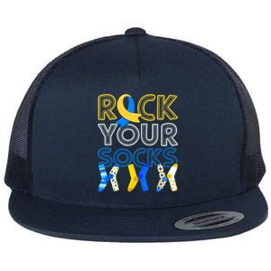 Rock Your Socks Down Syndrome Awareness Flat Bill Trucker Hat