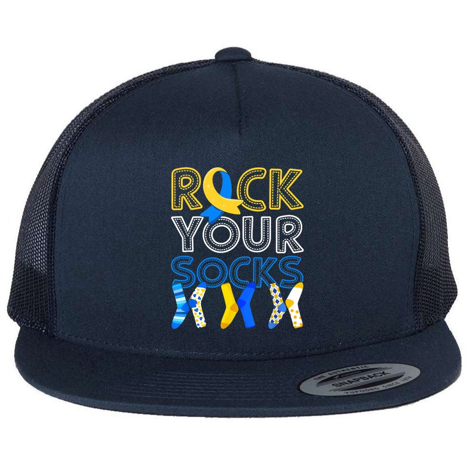 Rock Your Socks Down Syndrome Awareness Flat Bill Trucker Hat