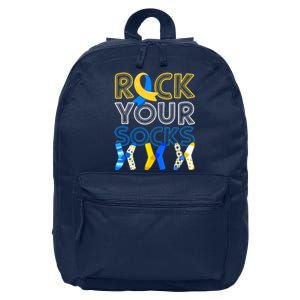 Rock Your Socks Down Syndrome Awareness 16 in Basic Backpack