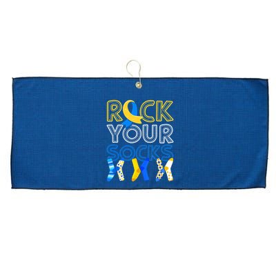 Rock Your Socks Down Syndrome Awareness Large Microfiber Waffle Golf Towel