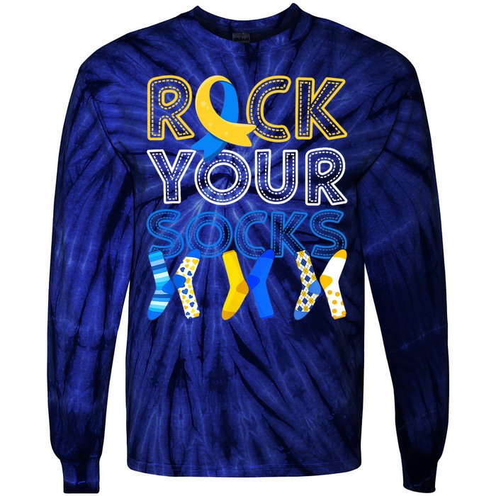 Rock Your Socks Down Syndrome Awareness Tie-Dye Long Sleeve Shirt