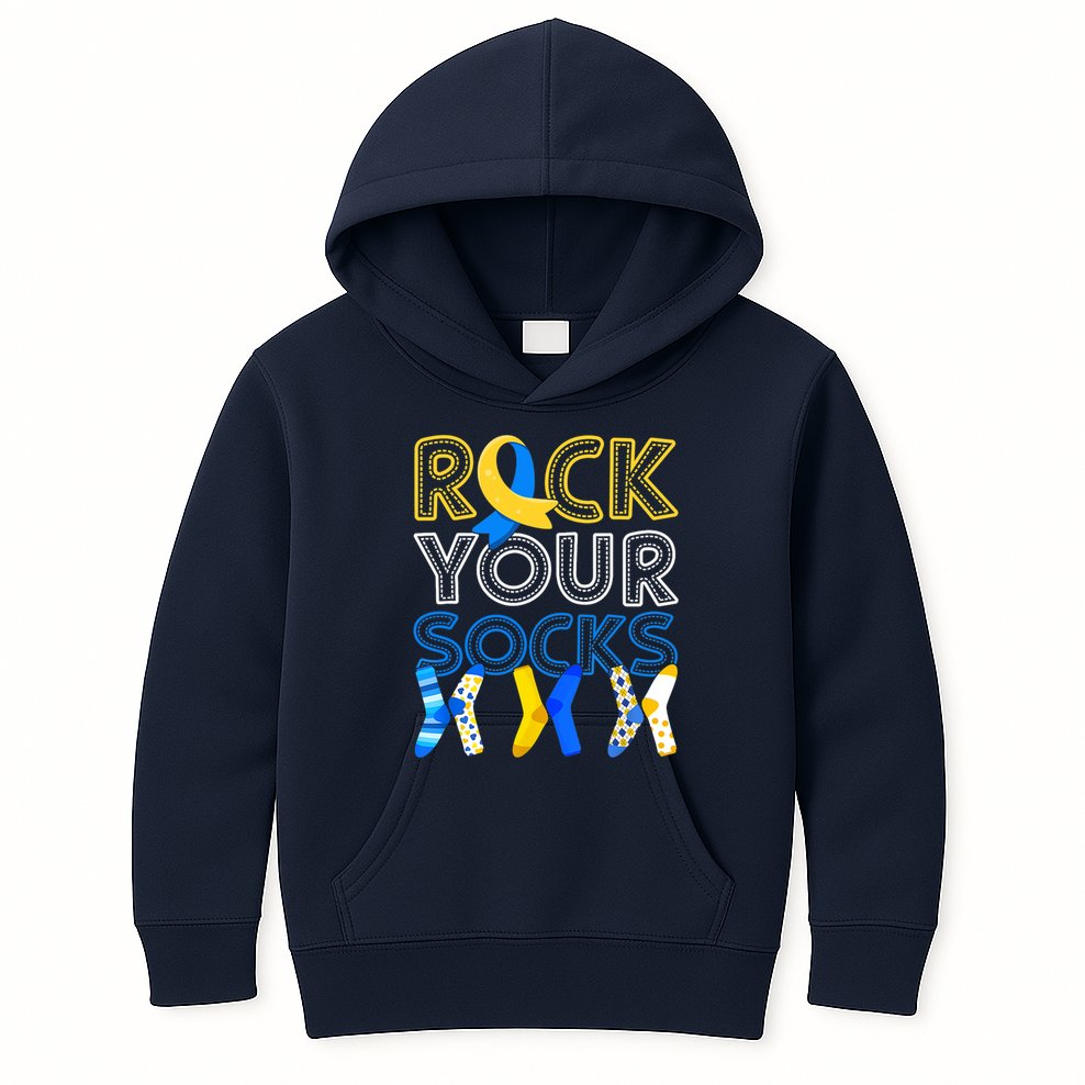 Rock Your Socks Down Syndrome Awareness Kids Hoodie