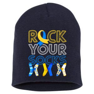 Rock Your Socks Down Syndrome Awareness Short Acrylic Beanie