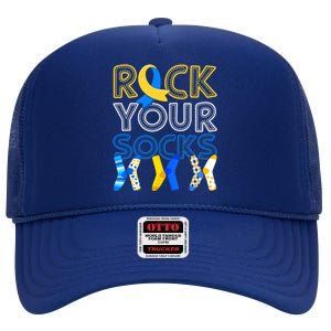 Rock Your Socks Down Syndrome Awareness High Crown Mesh Back Trucker Hat