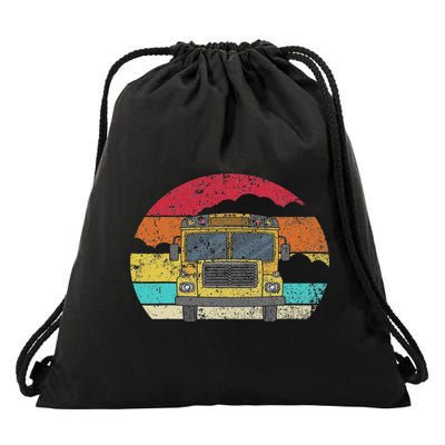 Retro Yellow School Bus For School Bus Driver And Busman Drawstring Bag