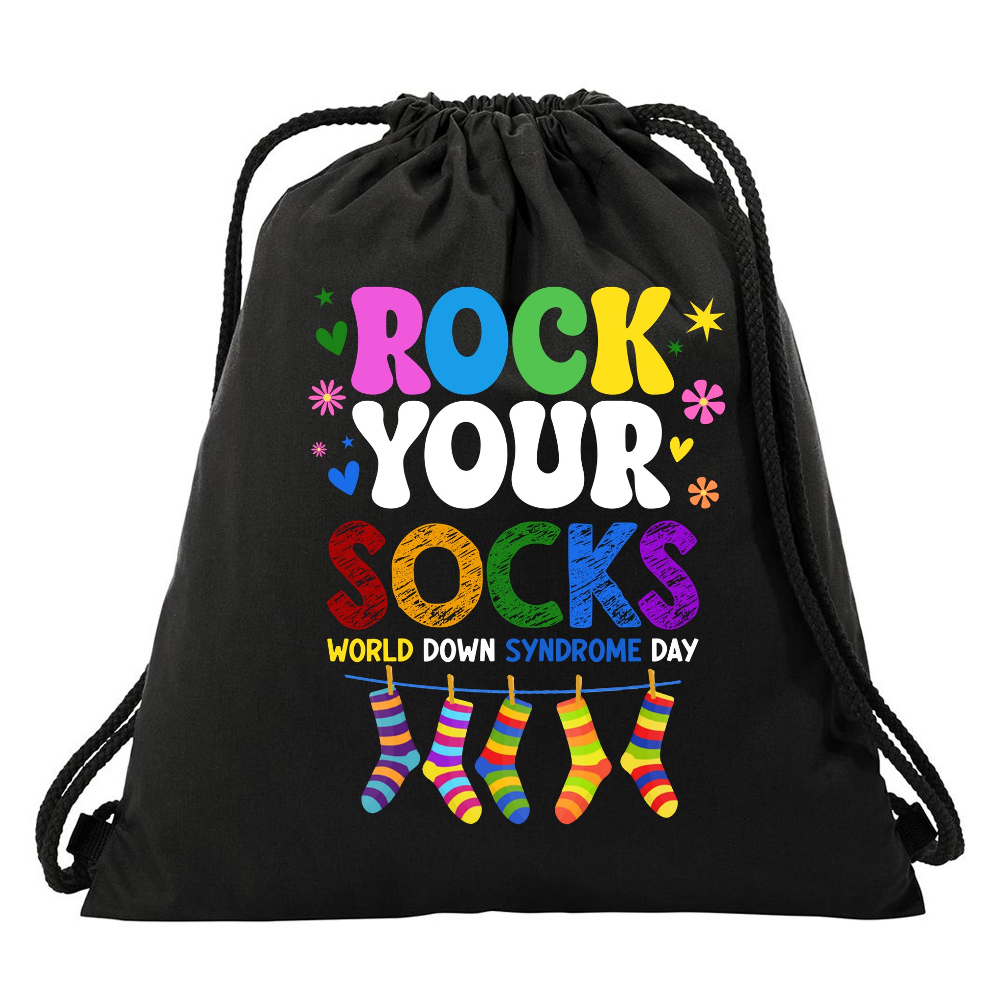 Rock Your Socks World Down Syndrome Awareness Day WDSD Drawstring Bag