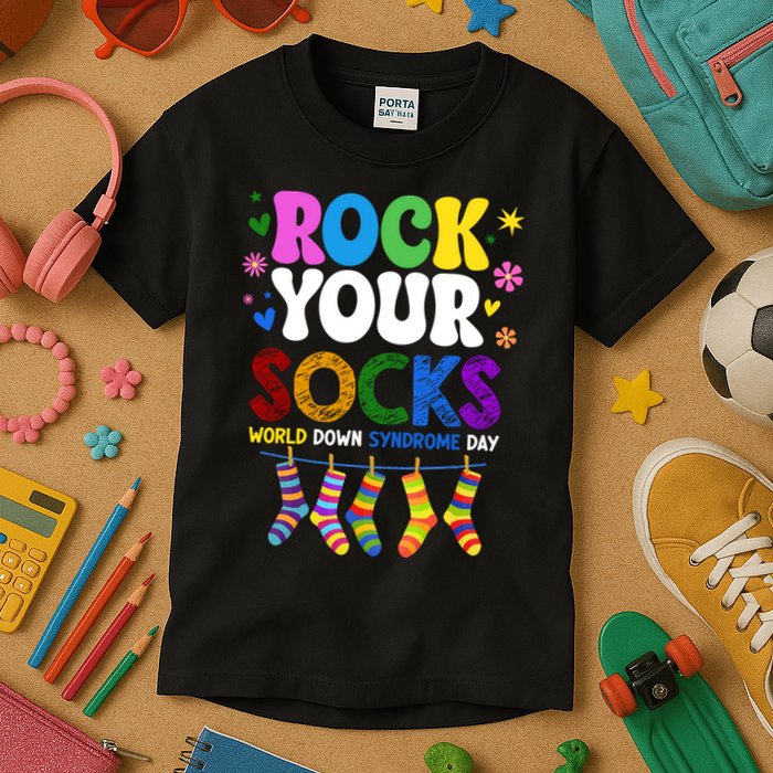 Rock Your Socks World Down Syndrome Awareness Day WDSD Kids T-Shirt