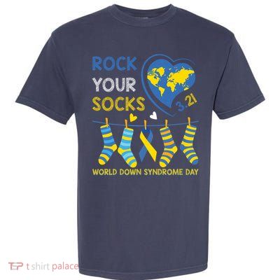 Rock Your Socks Awareness World Down Syndrome Day Womens Kid   Garment-Dyed Heavyweight T-Shirt