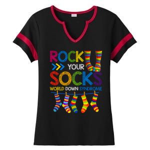 Rock Your Socks World Down Syndrome Awareness Ladies Halftime Notch Neck Tee