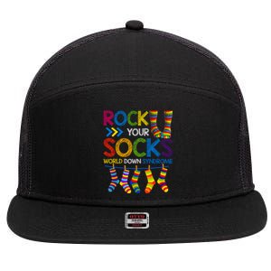 Rock Your Socks World Down Syndrome Awareness 7 Panel Mesh Trucker Snapback Hat