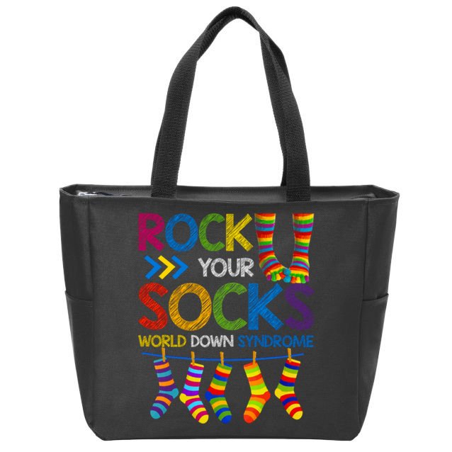 Rock Your Socks World Down Syndrome Awareness Zip Tote Bag