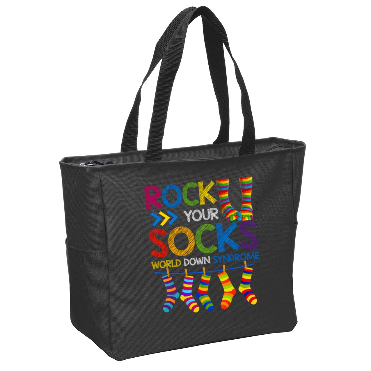 Rock Your Socks World Down Syndrome Awareness Zip Tote Bag